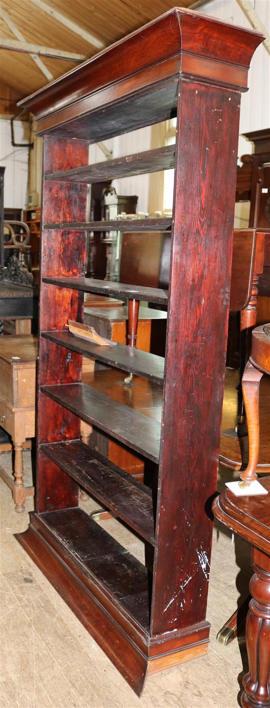 Open fronted bookcase, with mahogany cornice